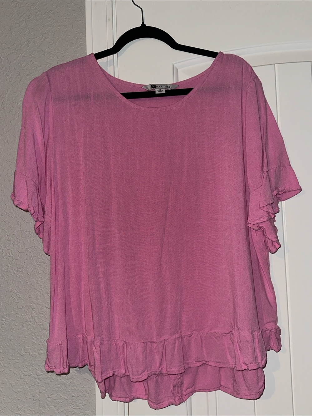Pink Ruffle-Hem Short Sleeve Tunic